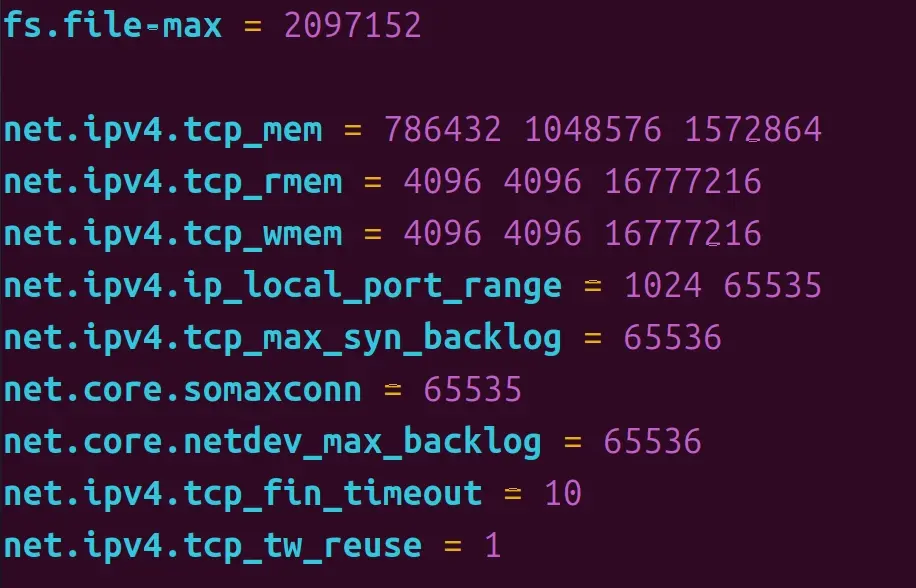 设置完成后的sysctl.conf
